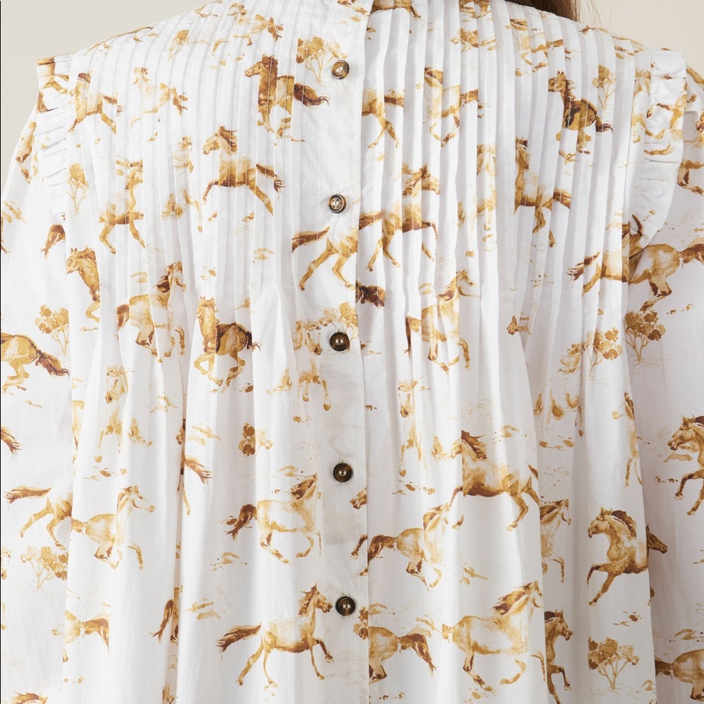 GANNI longsleeve dress with horse print